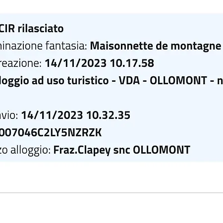 Apartamento Maisonnette De Montagne Ollomont